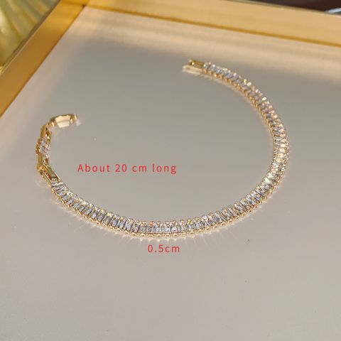 Fashion Commute Heart Shape Alloy Plating Metal Inlay Zircon 14k Gold Plated Women's Bracelets