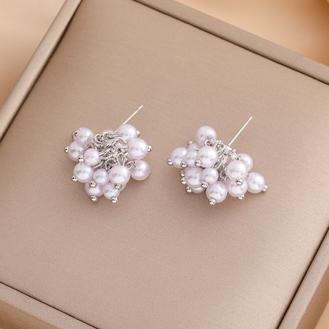 1 Pair Basic Modern Style Flower Imitation Pearl Copper Drop Earrings