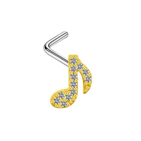 Casual Notes Stainless Steel Alloy Copper Plating Inlay Zircon White Gold Plated Gold Plated Nose Studs