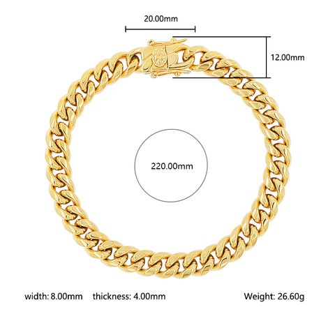 Hip-hop Streetwear Geometric Stainless Steel Plating Inlay Zircon 18k Gold Plated Unisex Bracelets