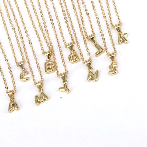 Simple Style Letter Copper 18k Gold Plated Pendant Necklace In Bulk