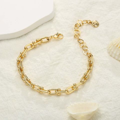 Casual Classic Style Solid Color Copper 14k Gold Plated Bracelets In Bulk