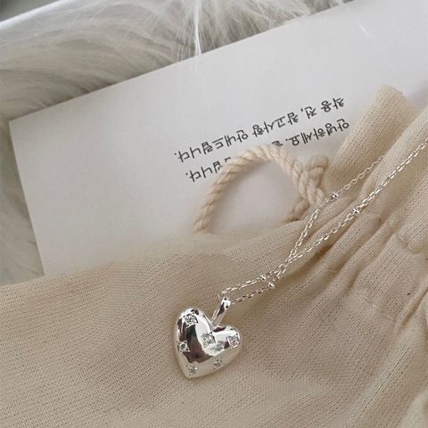 Elegant Lady Heart Shape Sterling Silver Silver Plated Pendant Necklace
