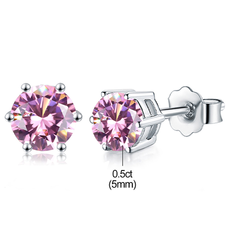 1 Pair Ig Style Shiny Round Gra Plating Inlay Sterling Silver Moissanite Silver Plated Ear Studs