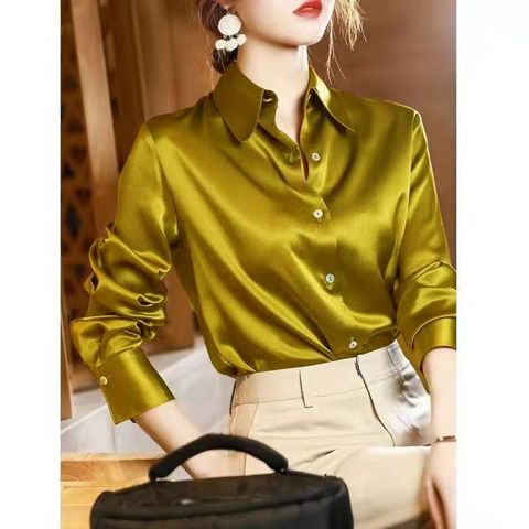 Women's Blouse Long Sleeve Blouses Patchwork Washed Button Elegant Sexy Solid Color