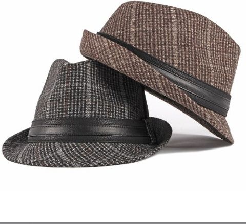 Men's Classic Style Lattice Crimping Fedora Hat