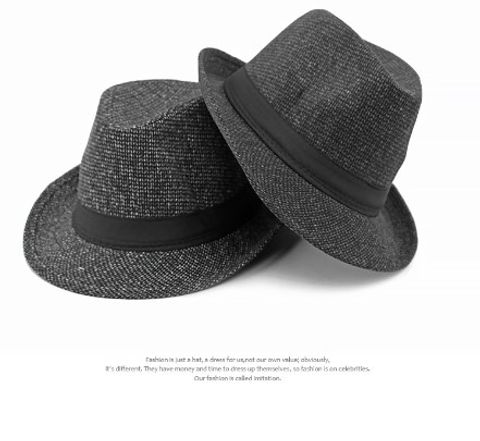 Men's Retro Solid Color Big Eaves Fedora Hat