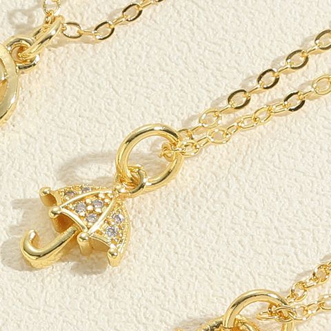 Simple Style Flower Butterfly Lock Brass 14k Gold Plated Pendant Necklace In Bulk