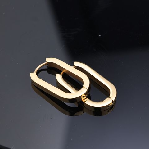 1 Pair Retro Punk Solid Color Plating Stainless Steel 24k Gold Plated Rose Gold Plated Hoop Earrings