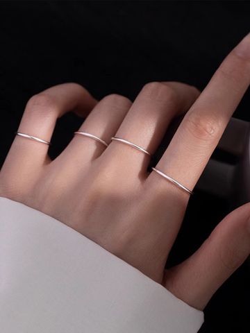Simple Style Solid Color Stainless Steel Open Rings