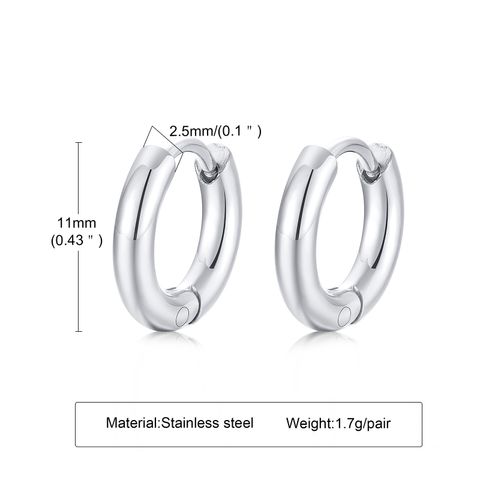 Fashion Round Titanium Steel Hoop Earrings 1 Pair