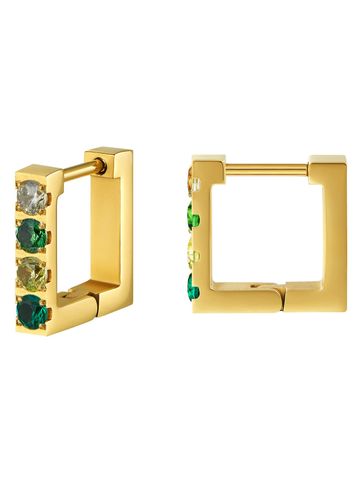 1 Pair Simple Style Geometric Plating Inlay 304 Stainless Steel Zircon 14K Gold Plated Hoop Earrings