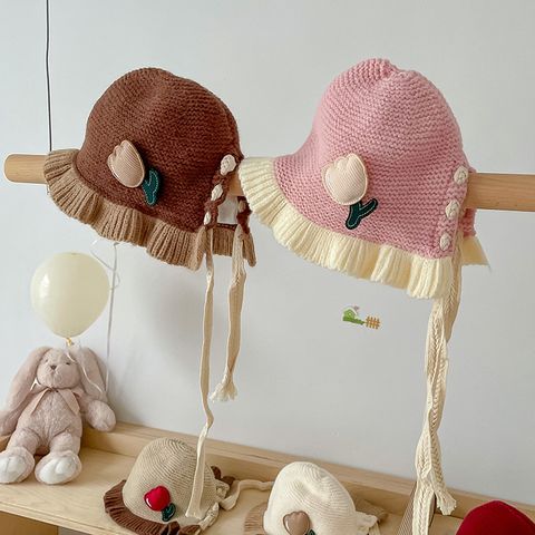 Baby Girl's Girl's Cute Sweet Flower Embroidery Wool Cap