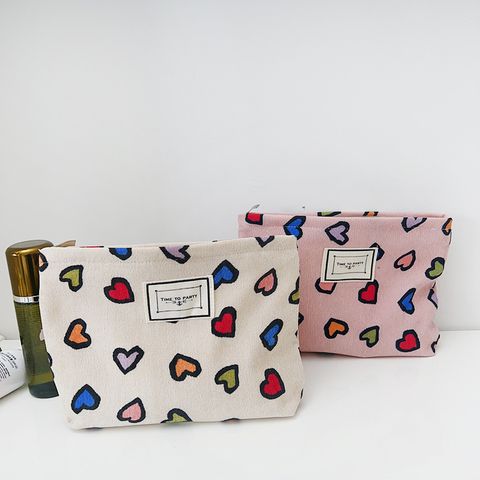 Cute Heart Shape Canvas Square Makeup Bags