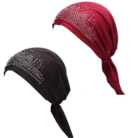 Women's Ethnic Style Simple Style Solid Color Rhinestone Eaveless Beanie Hat