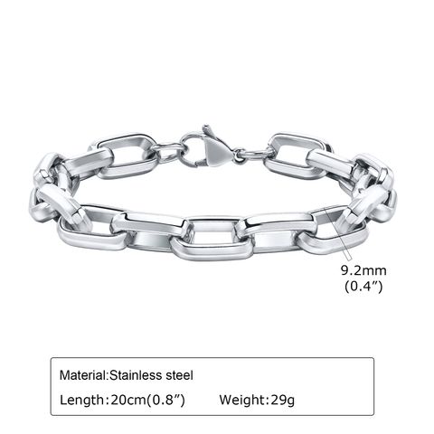 Simple Style Solid Color 304 Stainless Steel Handmade Men's Bracelets