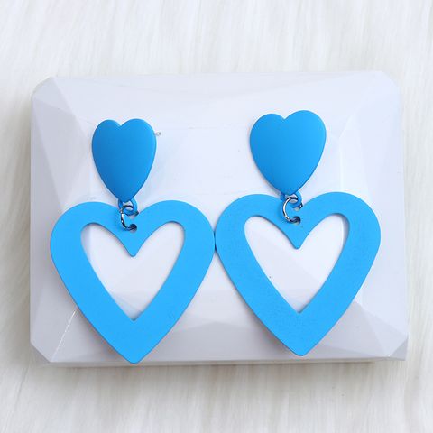 1 Pair Simple Style Heart Shape Spray Paint Alloy Drop Earrings