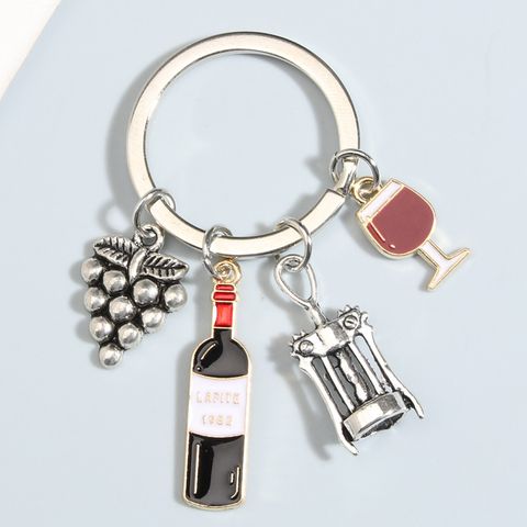 Cartoon Style Wine Glass Alloy Unisex Bag Pendant Keychain
