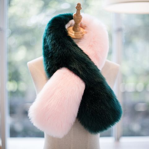 Women's Elegant Color Block Faux Fur Scarf