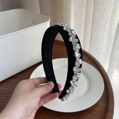 Women's Vintage Style Solid Color Cloth Rhinestone Hair Band