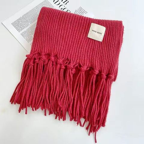 Unisex Simple Style Korean Style Solid Color Knit Scarf
