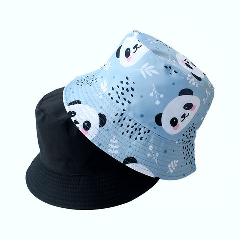 Unisex Cute Simple Style Panda Printing Wide Eaves Bucket Hat