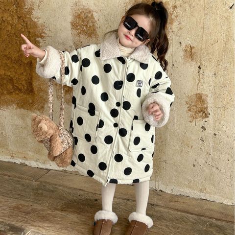 Cute Round Dots Cotton Blend Polyester Girls Outerwear
