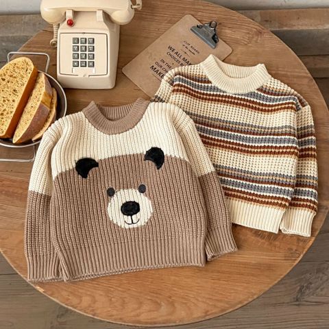 Simple Style Cartoon Stripe Polyester Hoodies & Knitwears