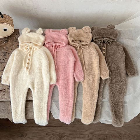 Simple Style Solid Color Cotton Baby Rompers