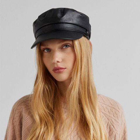 Women's Lady Solid Color Fake Buttons Flat Eaves Beret Hat