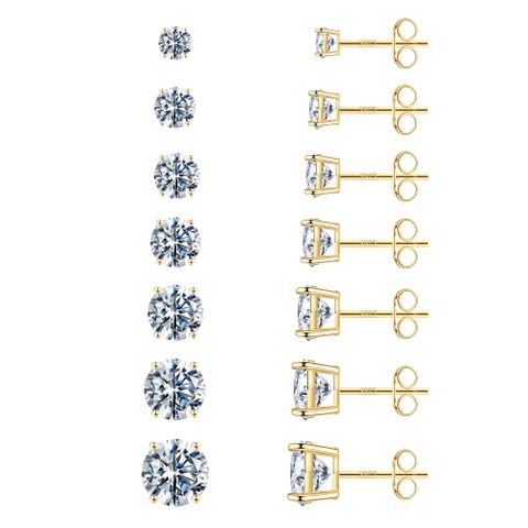 1 Set Cute Sweet Solid Color Plating Inlay Copper Zircon 14k Gold Plated Rose Gold Plated White Gold Plated Ear Studs