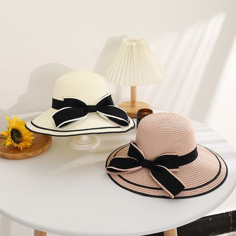 Women's Vacation Bow Knot Big Eaves Straw Hat