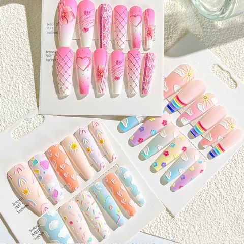 Exaggerated Sweet Heart Shape Butterfly Plastic Nail Patches 1 Set