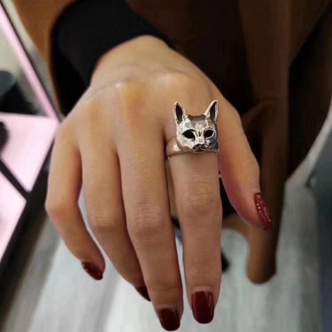 Classic Style Commute Cat Alloy Inlay Opal Women's Rings
