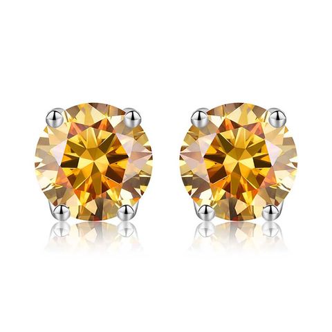 1 Pair Simple Style Geometric Sterling Silver Moissanite Silver Plated Ear Studs