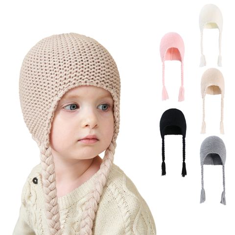 Children Unisex Cute Solid Color Wool Cap