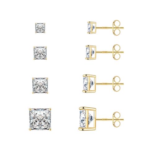 1 Set Cute Simple Style Geometric Solid Color Plating Inlay Copper Zircon 14k Gold Plated Rose Gold Plated White Gold Plated Ear Studs