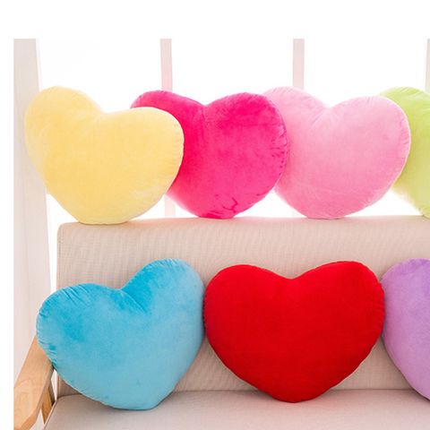 Cute Heart Shape Solid Color Pp Cotton Throw Pillow