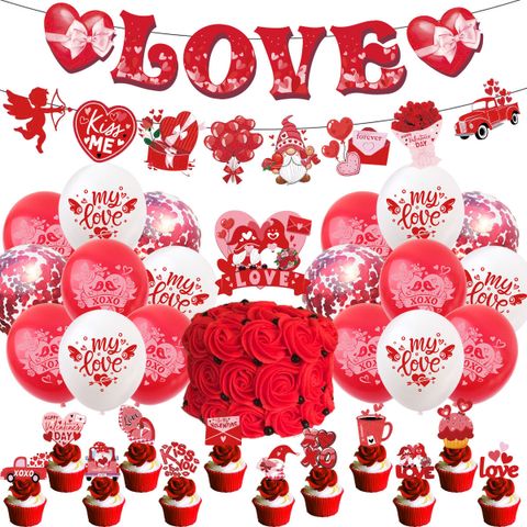 Valentine's Day Romantic Sweet Letter Heart Shape Paper Family Gathering Party Festival Balloons Decorative Props