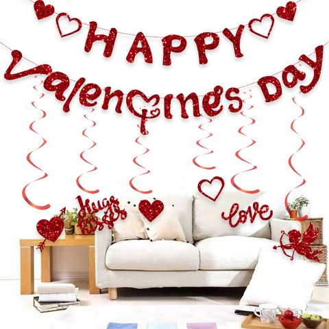Día De San Valentín Romántico Letra Forma De Corazón Papel Fiesta Festival Adornos Colgantes Suministros De Decoración De Pasteles