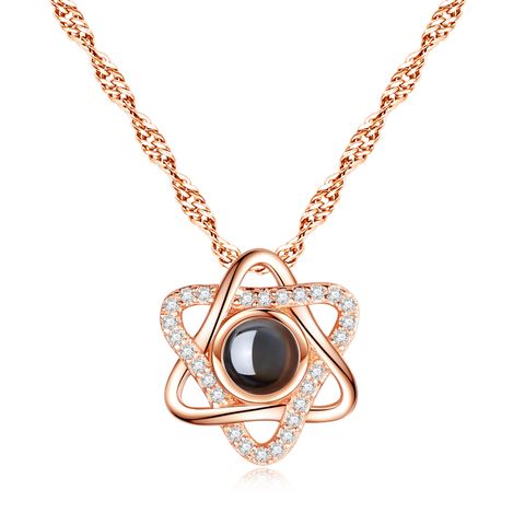 Elegant Simple Style Geometric Copper Zircon Pendant Necklace In Bulk