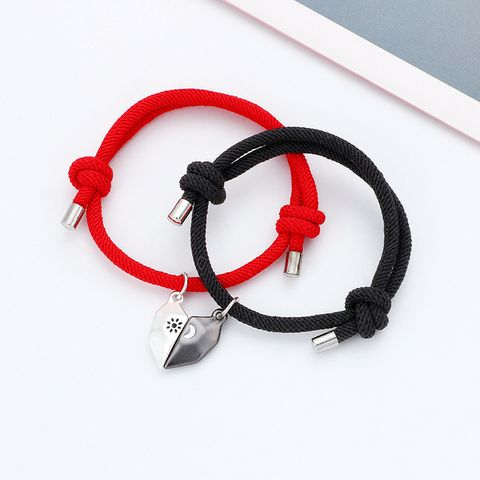 Simple Style Streetwear Heart Shape Alloy Rope Plating Valentine's Day Couple Bracelets