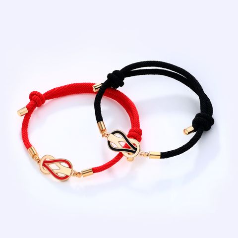 Simple Style Streetwear Geometric Alloy Rope Enamel Valentine's Day Couple Bracelets