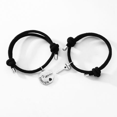 Casual Simple Style Streetwear Key Alloy Plating Valentine's Day Couple Bracelets