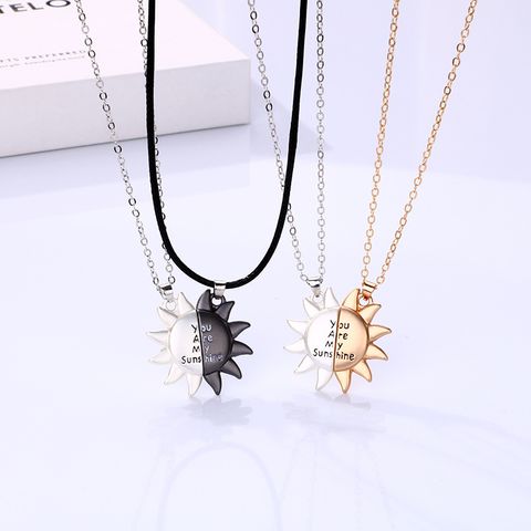 Casual Simple Style Sun Alloy Plating Valentine's Day Couple Pendant Necklace