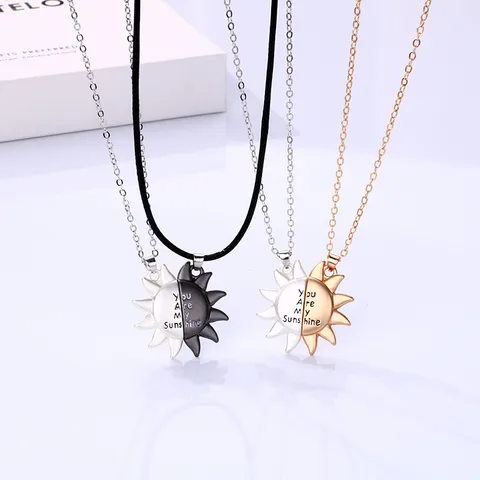 Casual Simple Style Sun Alloy Plating Valentine's Day Couple Pendant Necklace