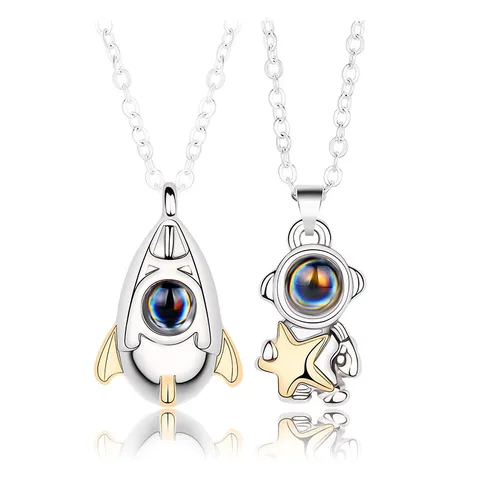 Classic Style Streetwear Astronaut Star Alloy Valentine's Day Couple Pendant Necklace