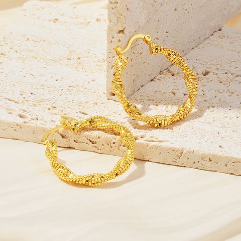1 Pair Ig Style Vintage Style Solid Color Plating Copper 18k Gold Plated Hoop Earrings