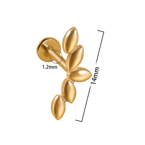 Casual Leaf Stainless Steel Plating Gold Plated Lip Stud