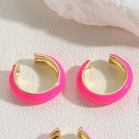 1 Pair Elegant Simple Style Solid Color Epoxy Plating Brass 14k Gold Plated Ear Cuffs